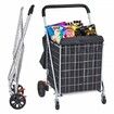 Folding Shopping Cart 200 lbs Max Load Capacity Grocery Utility Cart with Rolling Swivel Wheels and Bag Heavy Duty Foldable Laundry Basket Trolley Compact