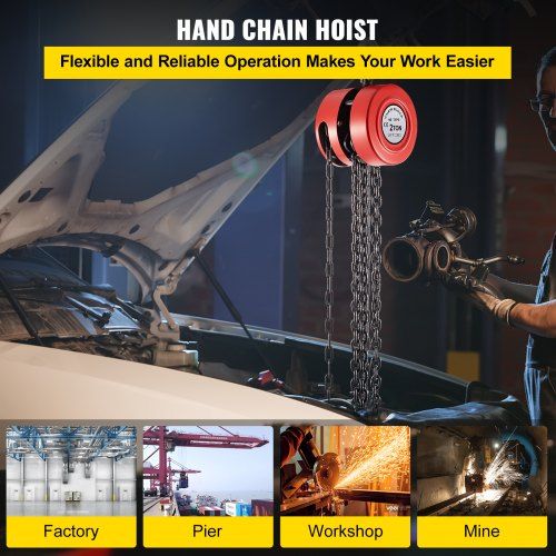 Chain Hoist Chain Block 2 Ton Capacity 2 M Lift Steel Construction Red