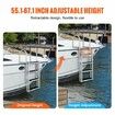 Dock Ladder Retractable 4 Steps 159 kgs Load Capacity Aluminum Alloy Pontoon Boat Ladder with 55.1''-67.1'' Adjustable Height 4'' Wide Step & Rubber Mat