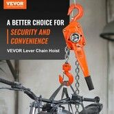 Manual Lever Chain Hoist 3 Ton 6600 lbs Capacity 10 FT Come Along G80 Galvanized Carbon Steel with Weston Double-Pawl Brake Auto Chain Leading