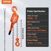 Manual Lever Chain Hoist 3 Ton 6600 lbs Capacity 10 FT Come Along G80 Galvanized Carbon Steel with Weston Double-Pawl Brake Auto Chain Leading