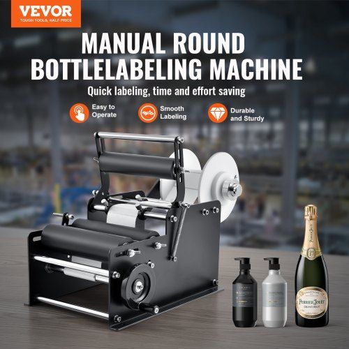 Manual Round Labeling Machine 15-20pcs/min Bottle Label Applicator for Round Bottles Adjustable Manual Round Bottle Labeler Suitable for Round Bottle