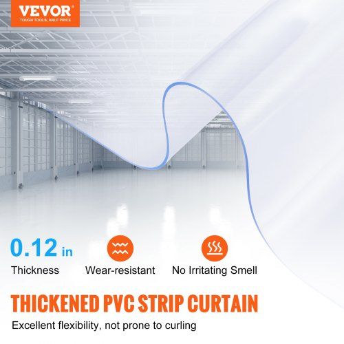 Strip Curtain 2500 cm L x 30.5 cm W x 3 mm Thickness Clear PVC Smooth Curtain Strip Door Bulk Roll Plastic Door Strips for Doorways of Supermarket Garage