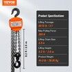 Manual Chain Hoist 3 Ton 6600 lbs Capacity 10 FT Come Along G80 Galvanized Carbon Steel with Double-Pawl Brake Auto Chain Leading & 360 degree Rotation