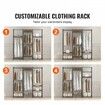 Heavy Duty Clothes Rack Rolling Clothing Garment Rack with 4 Hang Rods & 8 Storage Tiers Adjustable Custom Closet Rack Freestanding Wardrobe