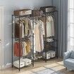 Heavy Duty Clothes Rack Rolling Clothing Garment Rack with 4 Hang Rods & 8 Storage Tiers Adjustable Custom Closet Rack Freestanding Wardrobe