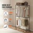 Heavy Duty Clothes Rack Rolling Clothing Garment Rack with 3 Storage Tiers 2 Rods and 2 Pairs Side Hooks Adjustable Height Clothing Rack Closet