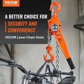 Manual Lever Chain Hoist 1-1/2 Ton 3300 lbs Capacity 20 FT Come Along G80 Galvanized Carbon Steel with Weston Double-Pawl BrakeAuto Chain Leading