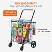 Folding Shopping Cart Jumbo Grocery Cart with Double Baskets 360 degree Swivel Wheels Heavy Duty Utility Cart 50 kg Large Capacity Utility Cart