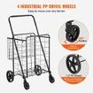 Folding Shopping Cart Jumbo Grocery Cart with Double Baskets 360 degree Swivel Wheels Heavy Duty Utility Cart 50 kg Large Capacity Utility Cart