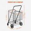 Folding Shopping Cart Jumbo Grocery Cart with Double Baskets 360 degree Swivel Wheels Heavy Duty Utility Cart 50 kg Large Capacity Utility Cart