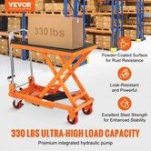 Hydraulic Lift Table Cart 330lbs Capacity 28.5" Lifting Height Manual Single Scissor Lift Table with 4 Wheels and Non-slip Pad Hydraulic Scissor Cart