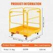 Forklift Safety Cage 544 kg Load Capacity 92 x 92 cm Folding Forklift Work Platform with Lockable Swivel Wheels Drain Hole and Device Chain Holds