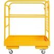 Forklift Safety Cage 544 kg Load Capacity 92 x 92 cm Folding Forklift Work Platform with Lockable Swivel Wheels Drain Hole and Device Chain Holds