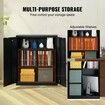 Metal Storage Cabinet w/ 3 Keys 2 Adjustable Shelves & Magnetic Door Black