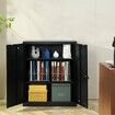 Metal Storage Cabinet w/ 3 Keys 2 Adjustable Shelves & Magnetic Door Black