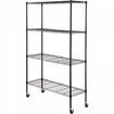 Storage Shelving Unit with Wheels 4-Tier Adjustable 700 lbs Capacity Heavy Duty Garage Shelves Metal Organizer Wire Rack Black 47.2" L x 17.7" W x 74" H