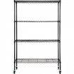 Storage Shelving Unit with Wheels 4-Tier Adjustable 700 lbs Capacity Heavy Duty Garage Shelves Metal Organizer Wire Rack Black 47.2" L x 17.7" W x 74" H
