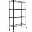 Storage Shelving Unit with Wheels 4-Tier Adjustable 700 lbs Capacity Heavy Duty Garage Shelves Metal Organizer Wire Rack Black 47.2" L x 17.7" W x 74" H