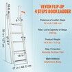 Dock Ladder Flip Up 5 Steps 350lbs Load Capacity Aluminum Pontoon Boat Ladder with 4" Wide Step & Nonslip Rubber MatSwimm Step Ladder