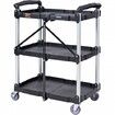 Foldable Utility Service Cart 3 Shelf 165LBS with Swivel Lockable Wheels