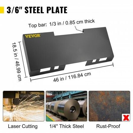Universal Skid Steer Mount Plate 0.48 cm Thick Skid Steer Plate Attachment 1360.78kg Weight Capacity Easy to Weld or Bolt to Different Accessories(Regular)