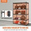 Storage Shelving Unit 5-Tier Adjustable 907 kg Capacity Heavy Duty Garage Shelves Metal Organizer Utility Rack Black 122L x 61W x 183H cm