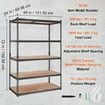 Storage Shelving Unit 5-Tier Adjustable 907 kg Capacity Heavy Duty Garage Shelves Metal Organizer Utility Rack Black 122L x 61W x 183H cm