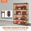 Storage Shelving Unit 5-Tier Adjustable 907 kg Capacity Heavy Duty Garage Shelves Metal Organizer Utility Rack Black 45D x 122W x 183H cm