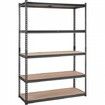 Storage Shelving Unit 5-Tier Adjustable 907 kg Capacity Heavy Duty Garage Shelves Metal Organizer Utility Rack Black 45D x 122W x 183H cm