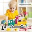 Crane Truck Construction  Sound Light Montessori Pull Back Car Toys Fruit Building Block Birthday Gifts for Kids Boys Girls