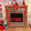 2m 10LED Christmas Garland Artificial Flower String Lights Battery POWER Gold Berries Pine Cone Indoor Outdoor Fireplace Decor