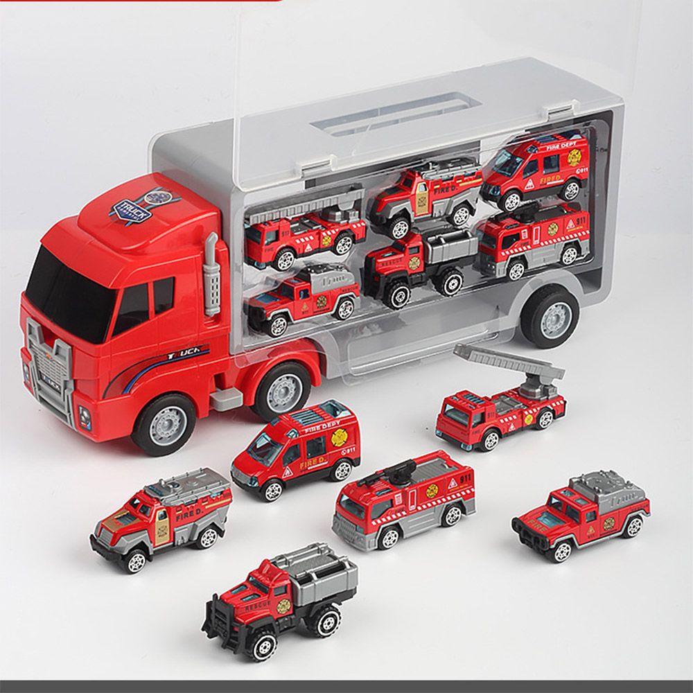 Transport Vehicle with 6 Random Cars, 7 in 1 Construction Truck, Toy Transport Truck Vehicle Set, Gifts for Kids