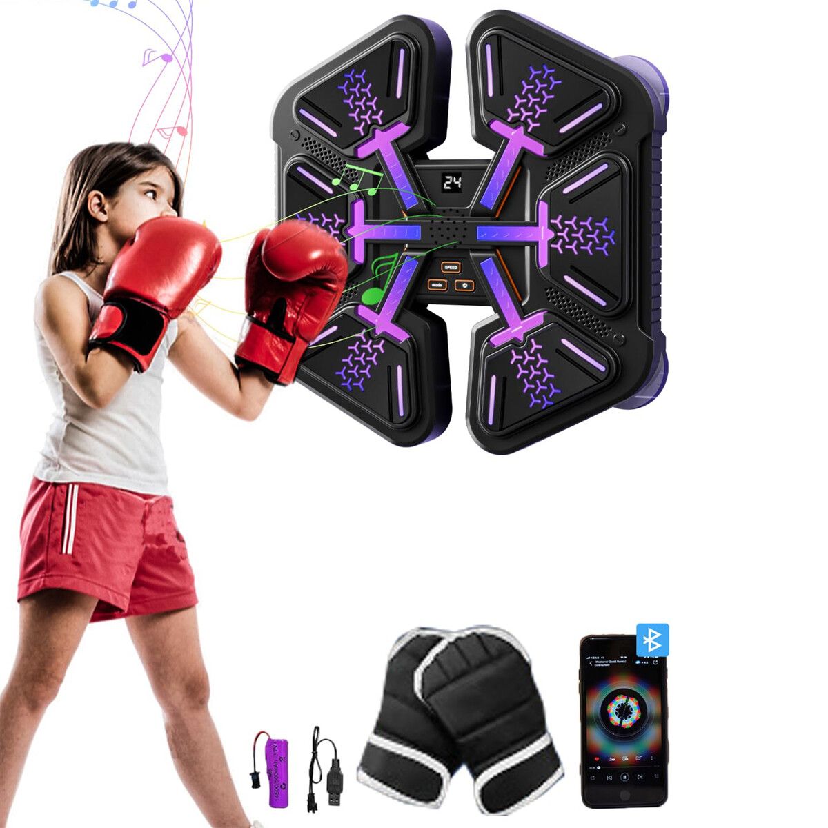 Smart Music Boxing Machine with Boxing Gloves,Boxing Target Workout Equipment for Home,Office,GYM,Wall-Mounted Exercise Equipment