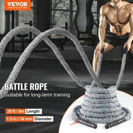 Battle Rope 1.5" 30Ft Gym Workout Strength Training Exercise Fitness Rope