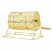 Raffle Drum 11.6 x 7.48 inch Brass Plated Raffle Ticket Spinning Cage Holds 2500 Tickets or 100 Ping Pong Balls Metal Lottery Spinning Drawing with Wooden