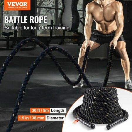 Battle Rope 1.5" 30Ft Gym Workout Strength Training Exercise Fitness Rope