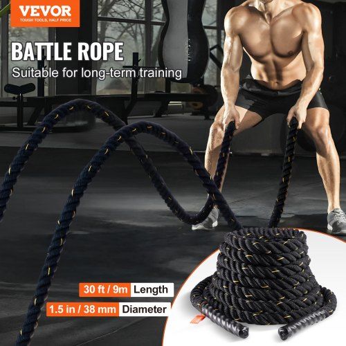 Battle Rope 1.5" 30Ft Gym Workout Strength Training Exercise Fitness Rope