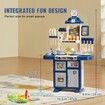 Kitchen Playset Kids Pretend Cooking Play Toy 48 Piece Accessories Blue