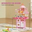 Kitchen Playset Kids Pretend Cooking Play Toy 48 Piece Accessories Pink