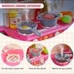 Kitchen Playset Kids Pretend Cooking Play Toy 48 Piece Accessories Pink