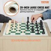 Tournament Chess Set Roll-Up Beginner Chess Board Foldable Silicone Chess Game with Plastic Weighted Chess Pieces & Storage Bag Portable Travel Chess Board