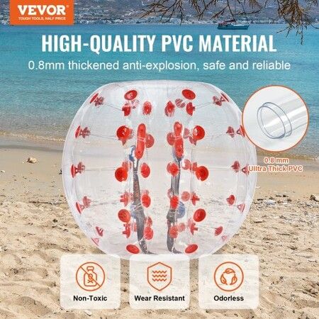 Inflatable Bumper Ball 1-Pack 4FT/1.2M Body Sumo Zorb Balls for Teen &  0.8mm Thick PVC Human Hamster Bubble Balls for Outdoor Team Gaming