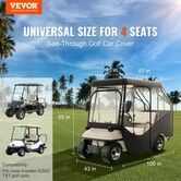 Golf Cart Enclosure 600D Polyester Driving Enclosure with 4-Sided Transparent Windows 4 Passenger Club Car Covers Universal Fits for Most Brand Carts