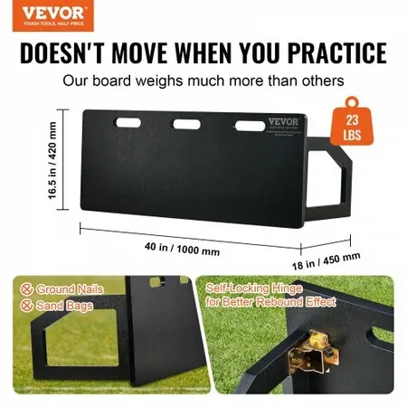 Soccer Rebounder Board 100x40cm Portable Soccer Wall with 2 Angles Rebound Foldable HDPE Kickback Rebound Board Soccer Training Equipment