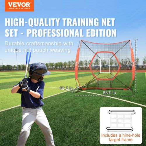 7x7 ft Baseball Softball Practice Net Portable Baseball Training Net for Hitting Batting Catching Pitching Backstop Baseball Equipment