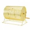 Raffle Drum 16.1 x Ø12 inch Brass Plated Raffle Ticket Spinning Cage Holds 5000 Tickets or 200 Ping Pong Balls Metal Lottery Spinning Drawing with Wooden