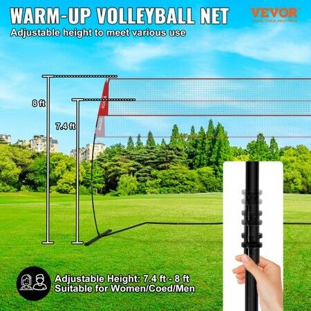 Freestanding Volleyball Training Net Adjustable Height Portable Net System with Carrying Bag Professional Volleyball Practice Trainer