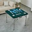 Mahjong Table Fold-in-Half 4 Player Card Table with Wear-Resistant Green Tabletop Portable Bi-Folding Square Domino Table with Carrying Handle