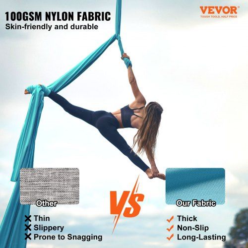 Aerial Silk & Yoga Swing 10 m Length Aerial Yoga Hammock Kit with 100gsm Nylon Fabric Full Rigging Hardware & Easy Set-up Guide Antigravity Flying